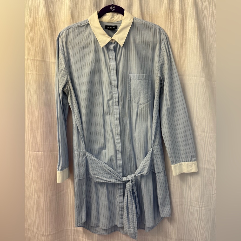 Trouve Blue Striped Shirt Dress